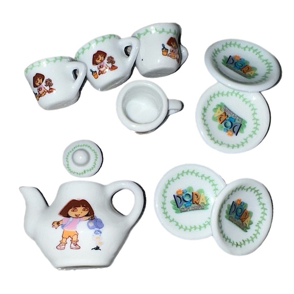 Viacom Vintage Dora The Explorer Miniature 10pc Porcelain Tea Set 2006 - Picture 6 of 6